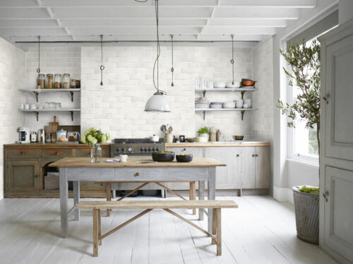 modern backsplash white kitchen tiles