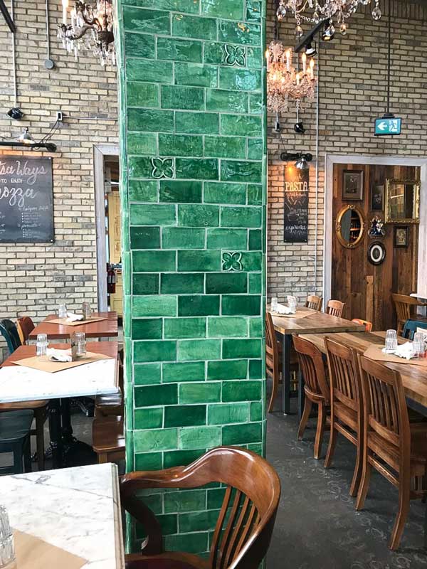 handmade ceramic subway tile wall green emerald