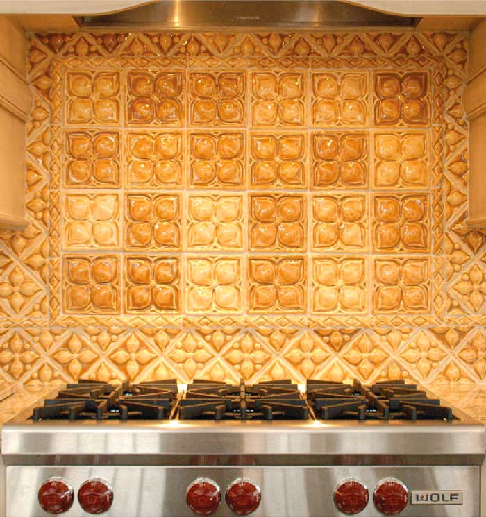 Belmont handmade decorative kitchen backsplash tiles in variety of yellow