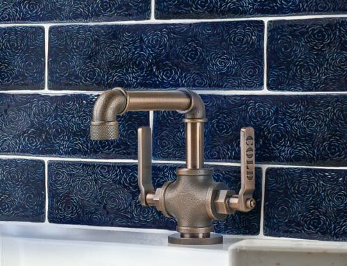 Navy Blue Floral Bathroom Tiles