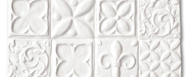 white decorative handmade tiles