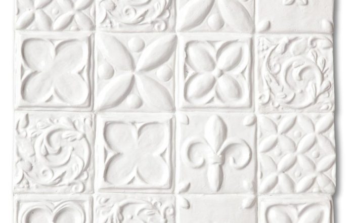 white decorative handmade tiles