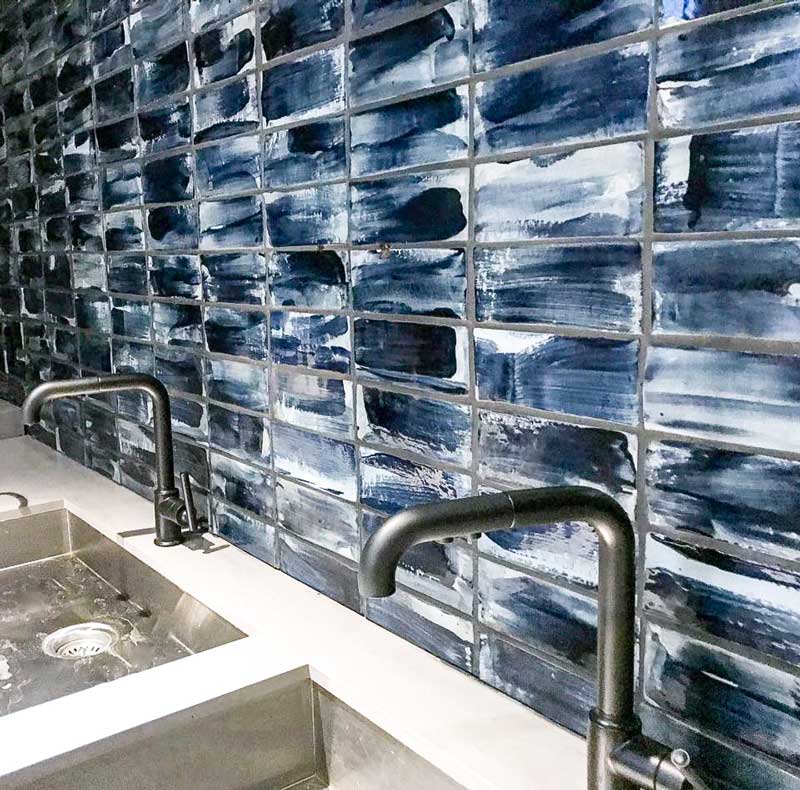 Navy Blue Subway Bathroom Tiles - Black Rock Studio Handmade Tiles