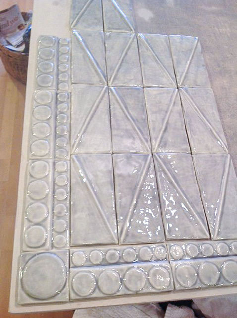 Contemporary Lines and Dot Tile Installation