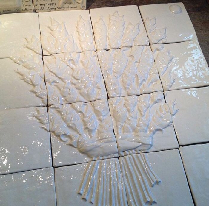 Wheat sheaf tile panel for Kitchen Fox Glove Design in Aurora