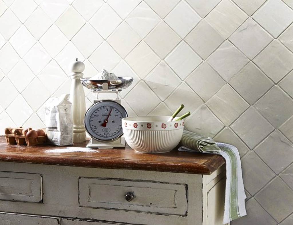 Mixed White Glazes 4x4" white textured kitchen tile