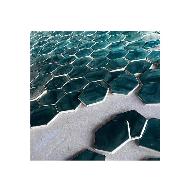 3.5 x 3.5 Hexagon Tile Brushed Teal - Image 2